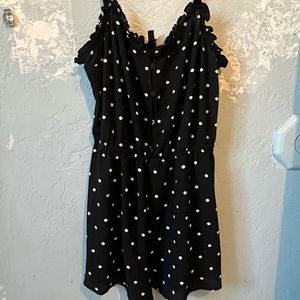 Black and white polka dot romper